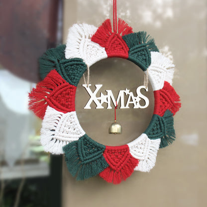 Christmas Wreath Weaving Kit Macrame Kit | Letter Wood Piece+Bell | Reusable | Holiday DIY Gift | Beginner-Suitable | Home Holiday Decor | Beginner-Friendly