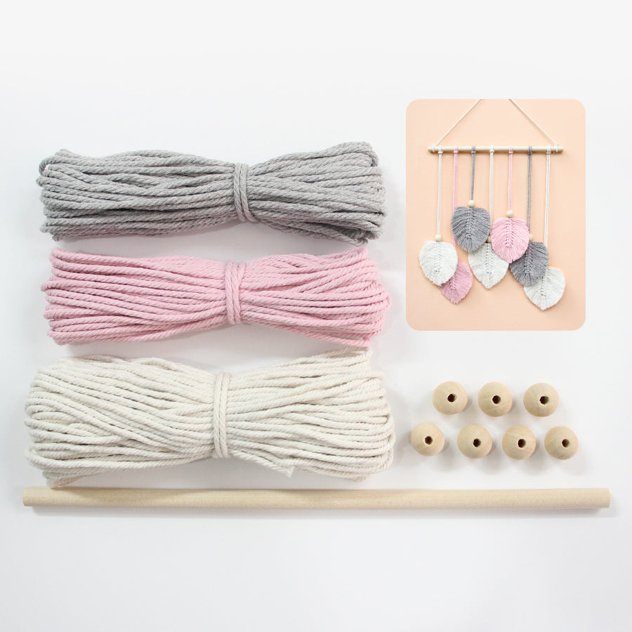 Macrame Kit Leaf Tapestry Weaving Kit | Bohemian Style | Adjustable Length | Bedroom/Living Room/Hallway Decor | Beginner-Friendly