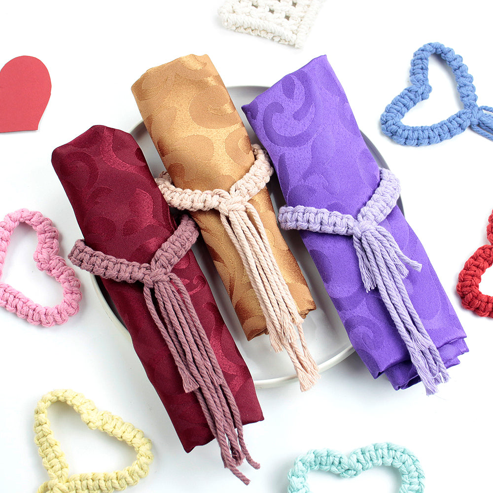 Heart Napkin Clip Weaving Kit Macrame Kit | Napkin Storage | Small Accessory | Beginner-Friendly | Handmade Decor Accessory