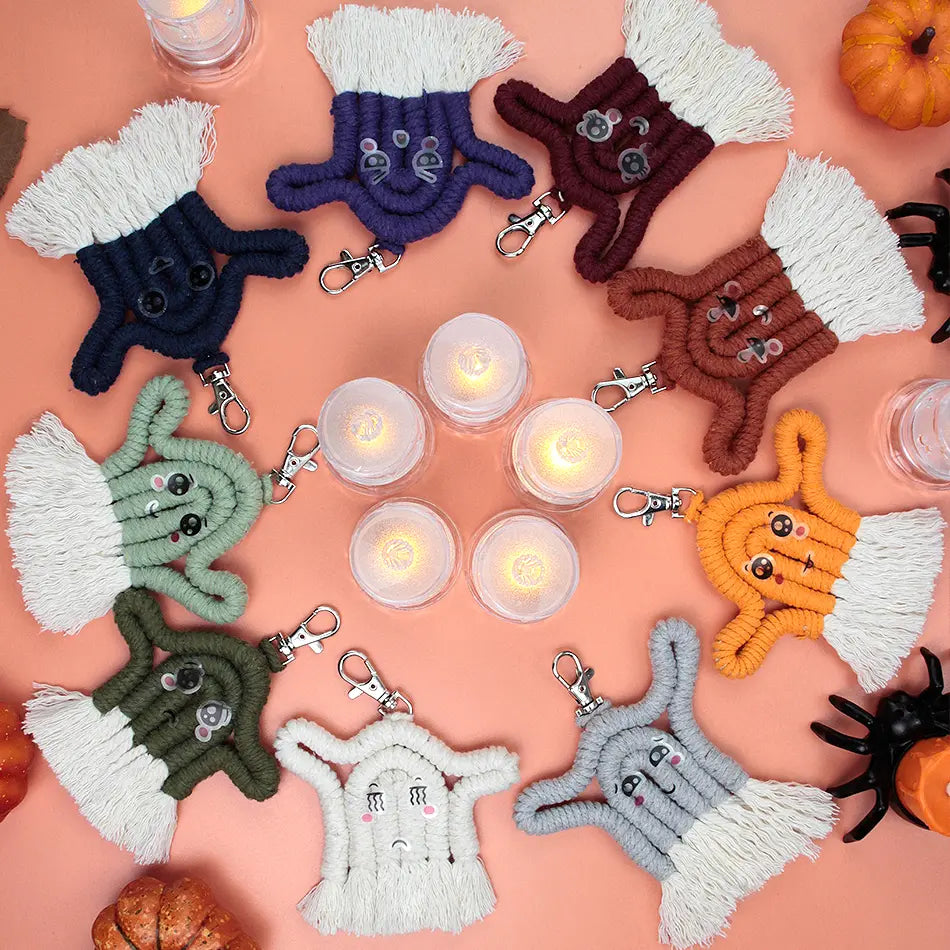 Macrame Kit for Beginners, Boho Halloween Ghost Hanging DIY Kit, Decor Gift