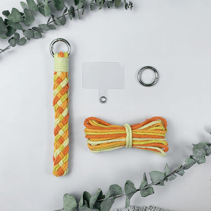 Macrame Kit: 4-strand Braid Keychain Weaving Craft Material Pack. 4 colored ropes (1.5m each, gradient/color contrast options). Includes tutorial, 1 key ring with spring clasp, 1 phone clip. For beginnersDIY enthusiasts. Use as keychain, phone pendant