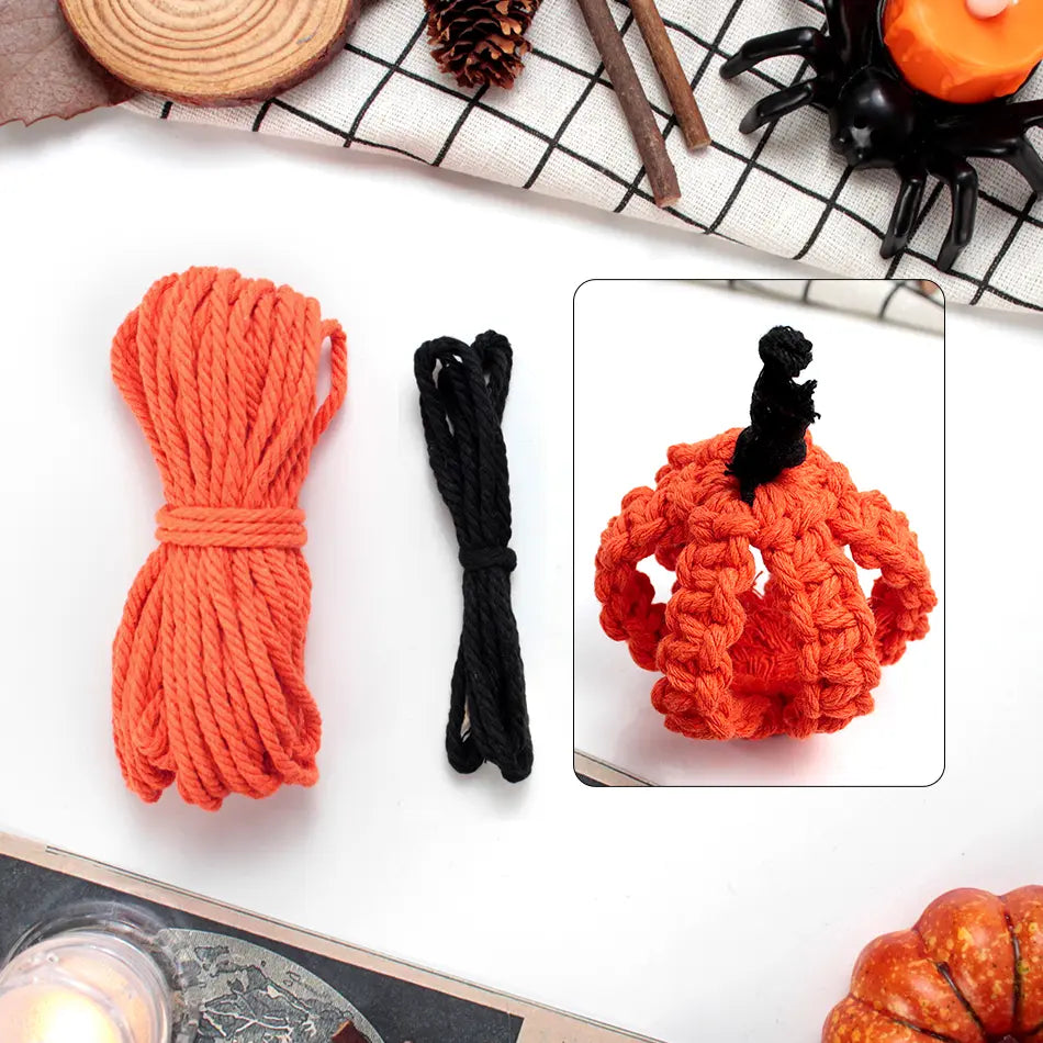Macrame Kit for Beginners, Boho Halloween Pumpkin DIY Kit, Handmade Decor Gift