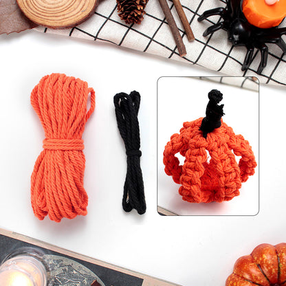 Halloween Pumpkin Macrame DIY Kit - Handmade Weaving Supplies with English Tutorial | Holiday Craft Set