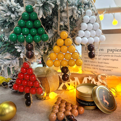 Christmas Wooden Bead Tree Weaving Kit Macrame Kit | Car/Home Use | 2-Color Beads (Exquisite Shape) | Holiday DIY Gift | Beginner-Suitable