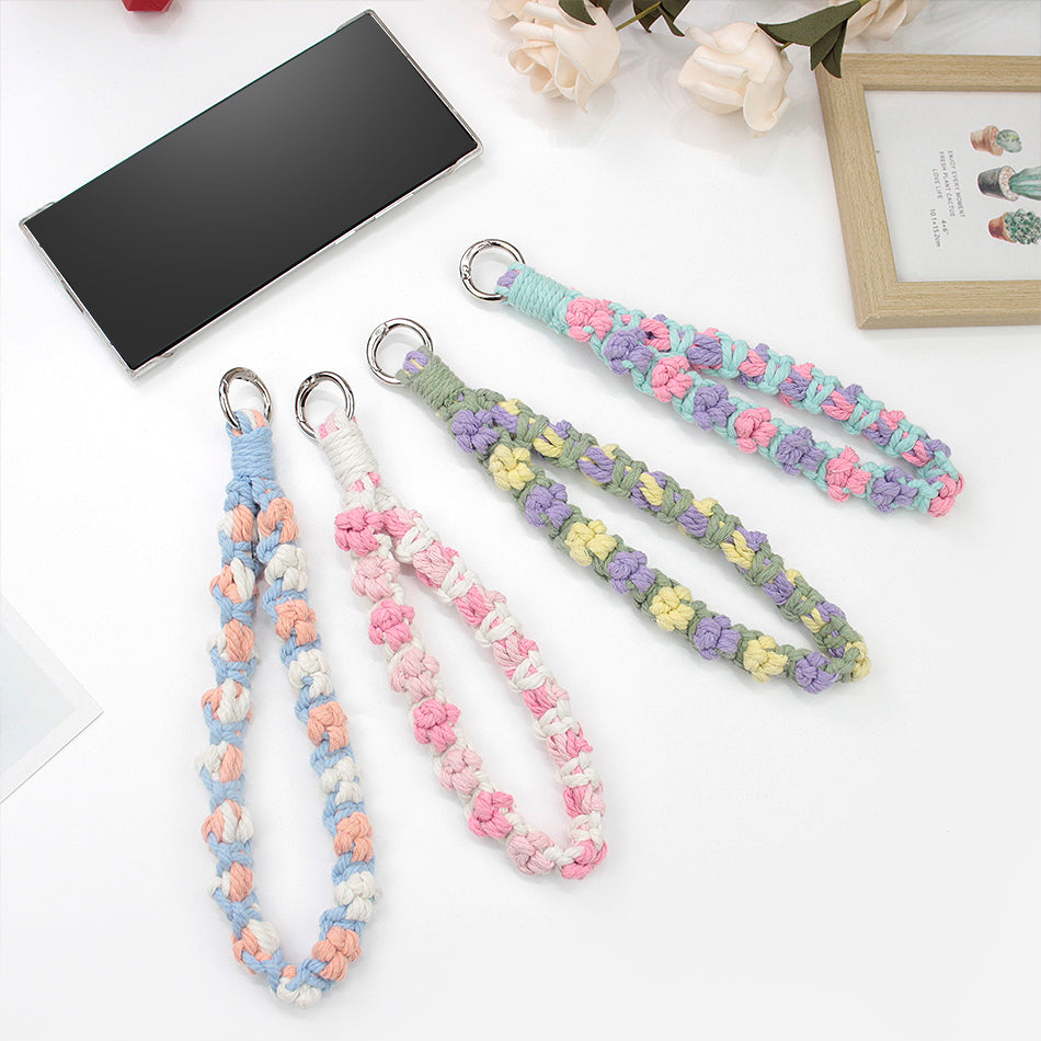 Macrame Kit Cute Cat Paw Wristband Keychain Weaving Kit | Multi-Colors | 2-Tone Pattern | Anti-Lost Strap/Bag Charm | Beginner-Friendly