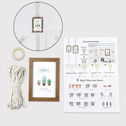 Macrame Kit Photo Frame Weaving Kit | Bohemian Style | Fits 6-Inch Frame | Bedroom/Living Room/Hallway Decor | Beginner-Friendly