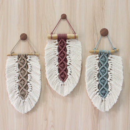 Macrame Kit Leaf Fringe Tapestry Weaving Kit | colour Leaf Vein Pattern | Customizable Leaf Shape | Bedroom/Living Room Decor | Beginner-Friendly