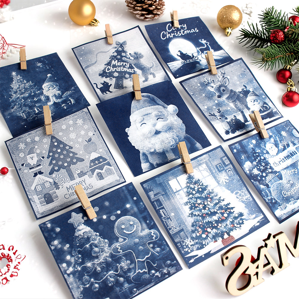 Christmas Cyanotype DIY Kit - 5 Sheets Sun Art Paper + 1 Christmas Film, Retro Printing/Mini Cyanotype Cards, For Beginners cyanotype set Retro Photography