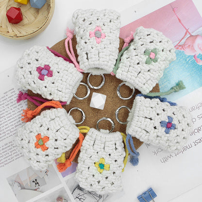 Daisy Earphone Bag Weaving Kit Macrame Kit | Drawstring Design | Adjustable Size | DIY Gift