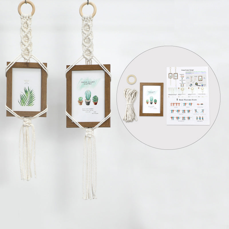 Macrame Kit Photo Frame Weaving Kit | Bohemian Style | Fits 6-Inch Frame | Bedroom/Living Room/Hallway Decor | Beginner-Friendly