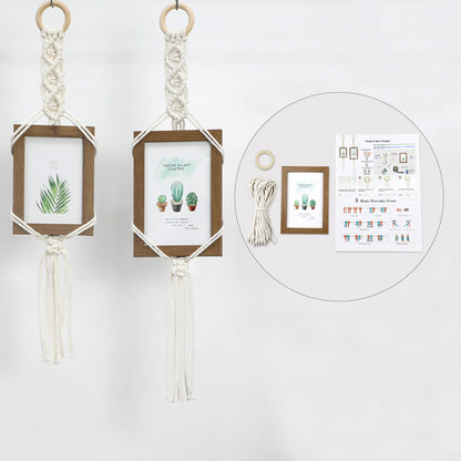 Macrame Kit Photo Frame Weaving Kit | Bohemian Style | Fits 6-Inch Frame | Bedroom/Living Room/Hallway Decor | Beginner-Friendly
