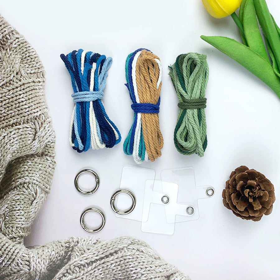 Macrame Kit: 4-strand Braid Keychain Weaving Craft Material Pack. 4 colored ropes (1.5m each, gradient/color contrast options). Includes tutorial, 1 key ring with spring clasp, 1 phone clip. For beginnersDIY enthusiasts. Use as keychain, phone pendant