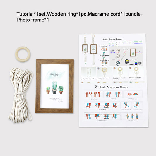 Macrame Kit Photo Frame Weaving Kit | Bohemian Style | Fits 6-Inch Frame | Bedroom/Living Room/Hallway Decor | Beginner-Friendly