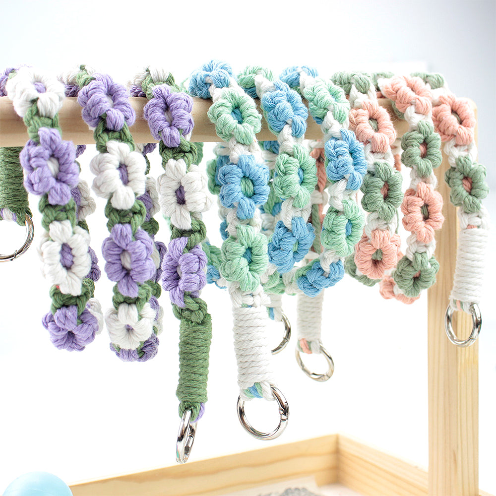 Macrame Kit Daisy Phone Lanyard Weaving Kit | Multi-Colors | Spaced-Color Daisy Pattern | Camera Lanyard/Anti-Lost Strap | Beginner-Friendly