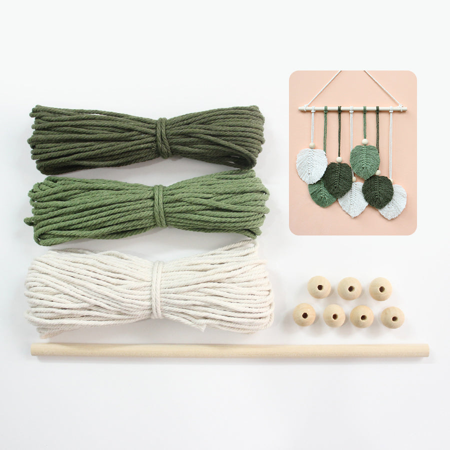 Macrame Kit Leaf Tapestry Weaving Kit | Bohemian Style | Adjustable Length | Bedroom/Living Room/Hallway Decor | Beginner-Friendly