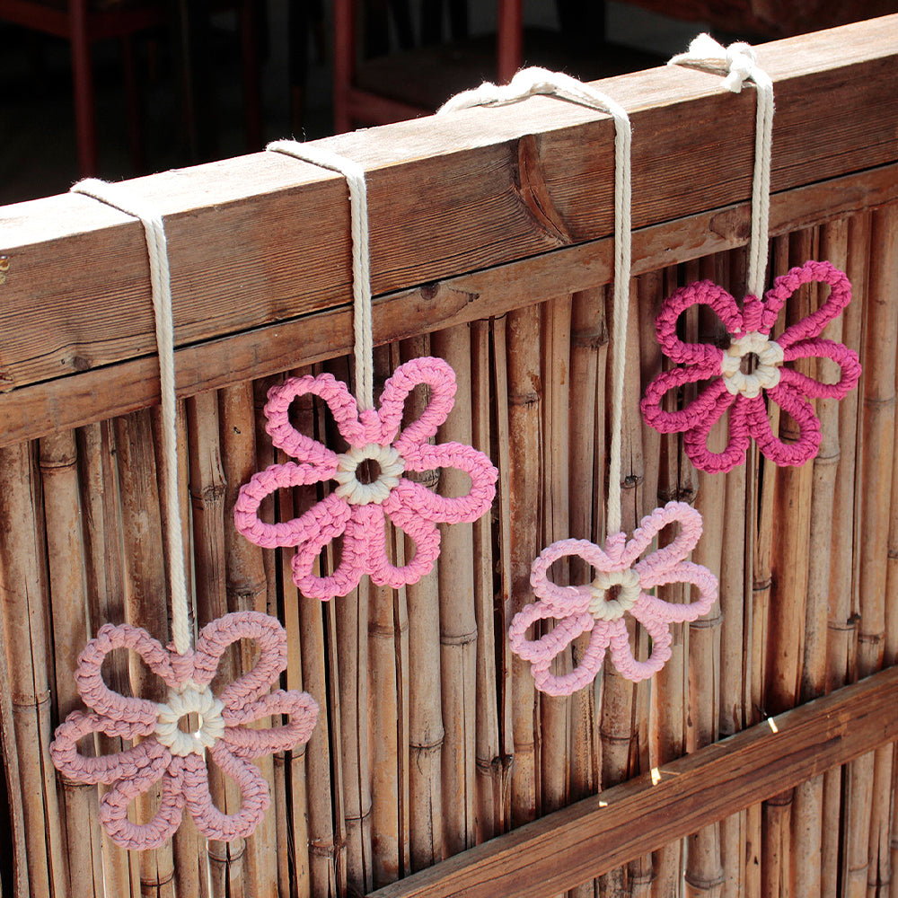 Six-Petal Flower Macrame DIY Kit - Polyester-Cotton Weaving Supplies with English Tutorial | Handmade Craft Set