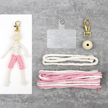Macrame Kit: Boy-shaped Keychain Weaving Craft Material Package, including tutorials, complete materials, vivid and lifelike, multiple colors available. Keychain, small accessory, creative gift, suitable for beginners and DIY enthusiasts.