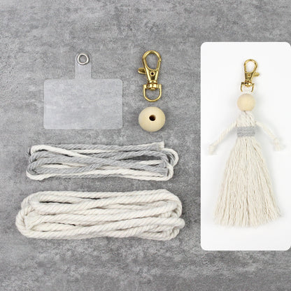Girl Weaving Keychain Craft Kit Macrame Kit | Fringe Skirt | DIY Valentine's Gift, Beginner-DIY