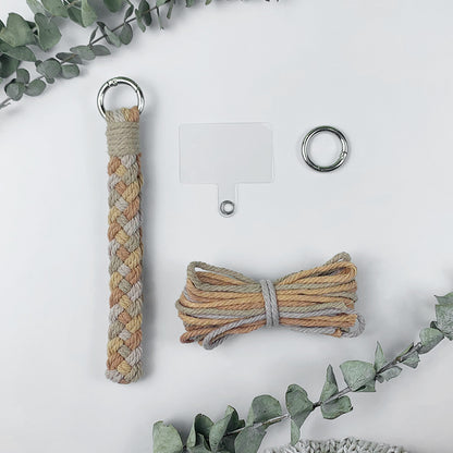 Macrame Kit: 4-strand Braid Keychain Weaving Craft Material Pack. 4 colored ropes (1.5m each, gradient/color contrast options). Includes tutorial, 1 key ring with spring clasp, 1 phone clip. For beginnersDIY enthusiasts. Use as keychain, phone pendant