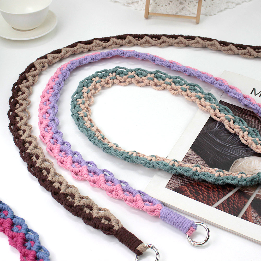 Macrame Kit Diagonal Curl Knot Phone Lanyard/Keychain Kit | Dopamine Contrast Colors | Camera Strap/Bag Strap | Beginner-Friendly