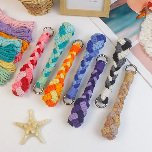 Macrame Kit for Beginners | DIY 3-Strand Braid Square Knot Macrame Keychain Wrist Strap Craft Kit