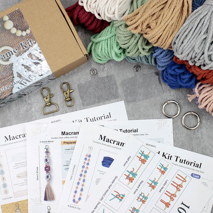 Macrame Kit Daisy Keychain Wristband Lanyard Combo Kit | Contrast/Fresh Colors | Anti-Lost String | Beginner Weavinggift wrapping