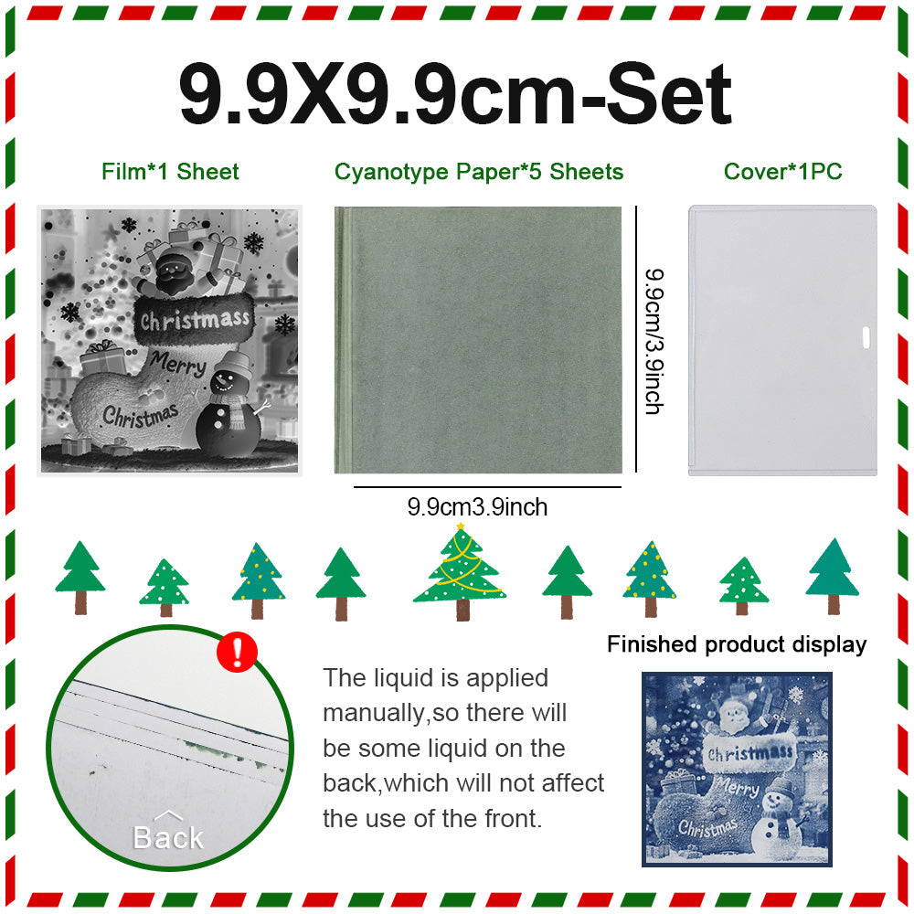 Christmas Cyanotype DIY Kit - 5 Sheets Sun Art Paper + 1 Christmas Film, Retro Printing/Mini Cyanotype Cards, For Beginners cyanotype set Retro Photography