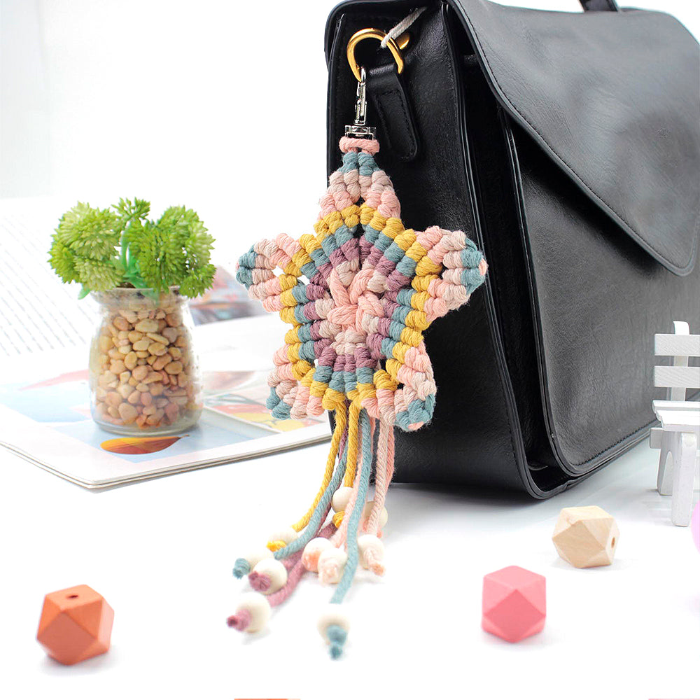Macrame Kit for Beginners | Star Keychain DIY Craft Kit with Weaving Tutorial