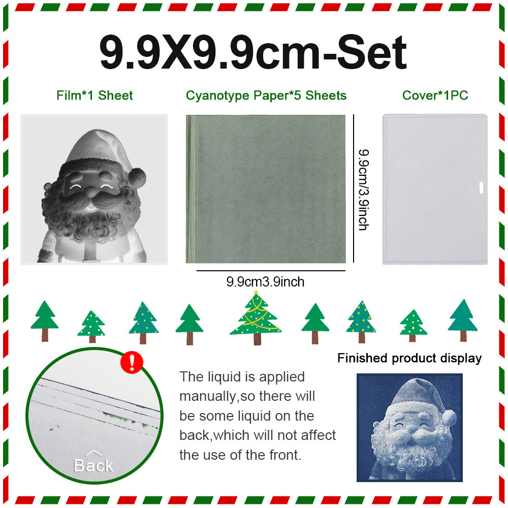 Christmas Cyanotype DIY Kit - 5 Sheets Sun Art Paper + 1 Christmas Film, Retro Printing/Mini Cyanotype Cards, For Beginners cyanotype set Retro Photography