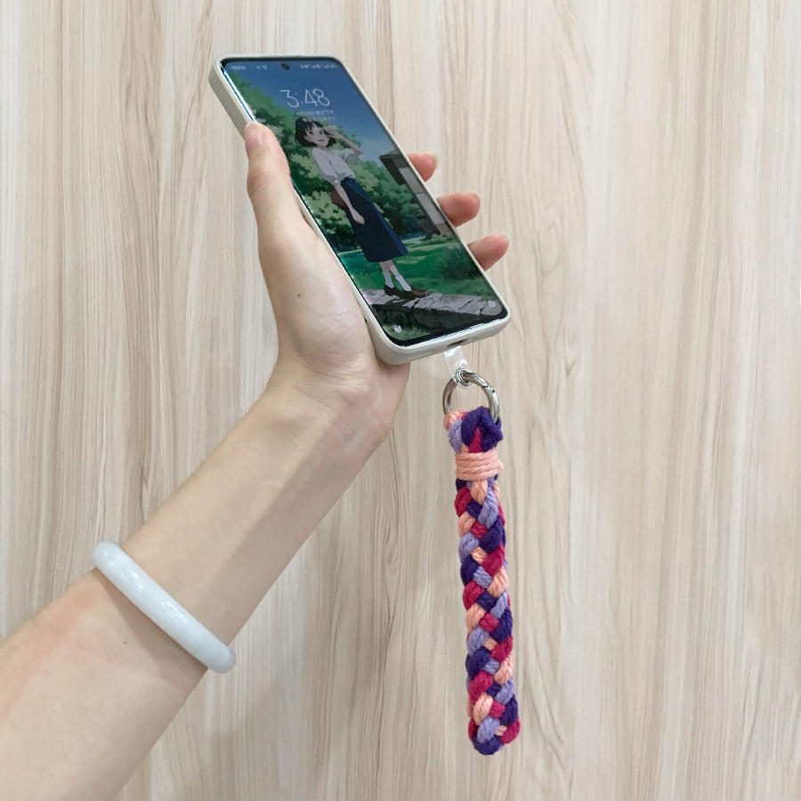 Macrame Kit: 4-strand Braid Keychain Weaving Craft Material Pack. 4 colored ropes (1.5m each, gradient/color contrast options). Includes tutorial, 1 key ring with spring clasp, 1 phone clip. For beginnersDIY enthusiasts. Use as keychain, phone pendant