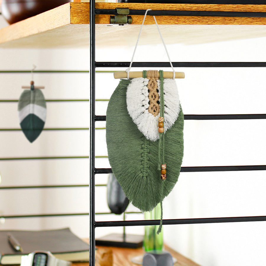 Macrame Kit Leaf Tapestry Weaving Kit | Avocado/Caramel Tones | Bohemian Style | Bedroom/Living Room Decor | Beginner-Friendly
