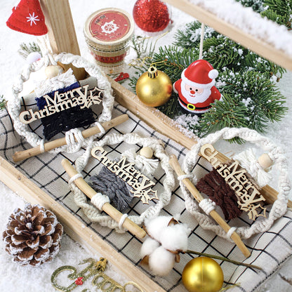 Gradient Christmas tree wreath weaving pendant material kit, macrame kit, Christmas decoration for cars, DIY accessories for bags, home holiday decorations for beginners