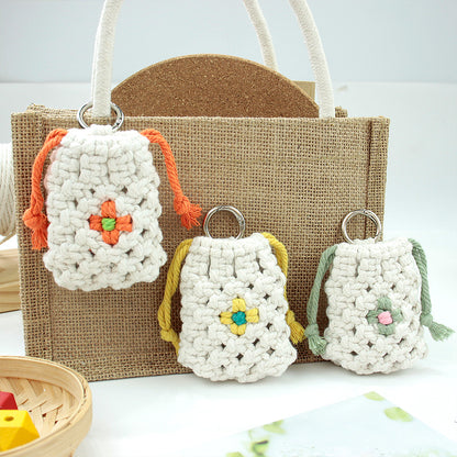 Daisy Earphone Bag Weaving Kit Macrame Kit | Drawstring Design | Adjustable Size | DIY Gift