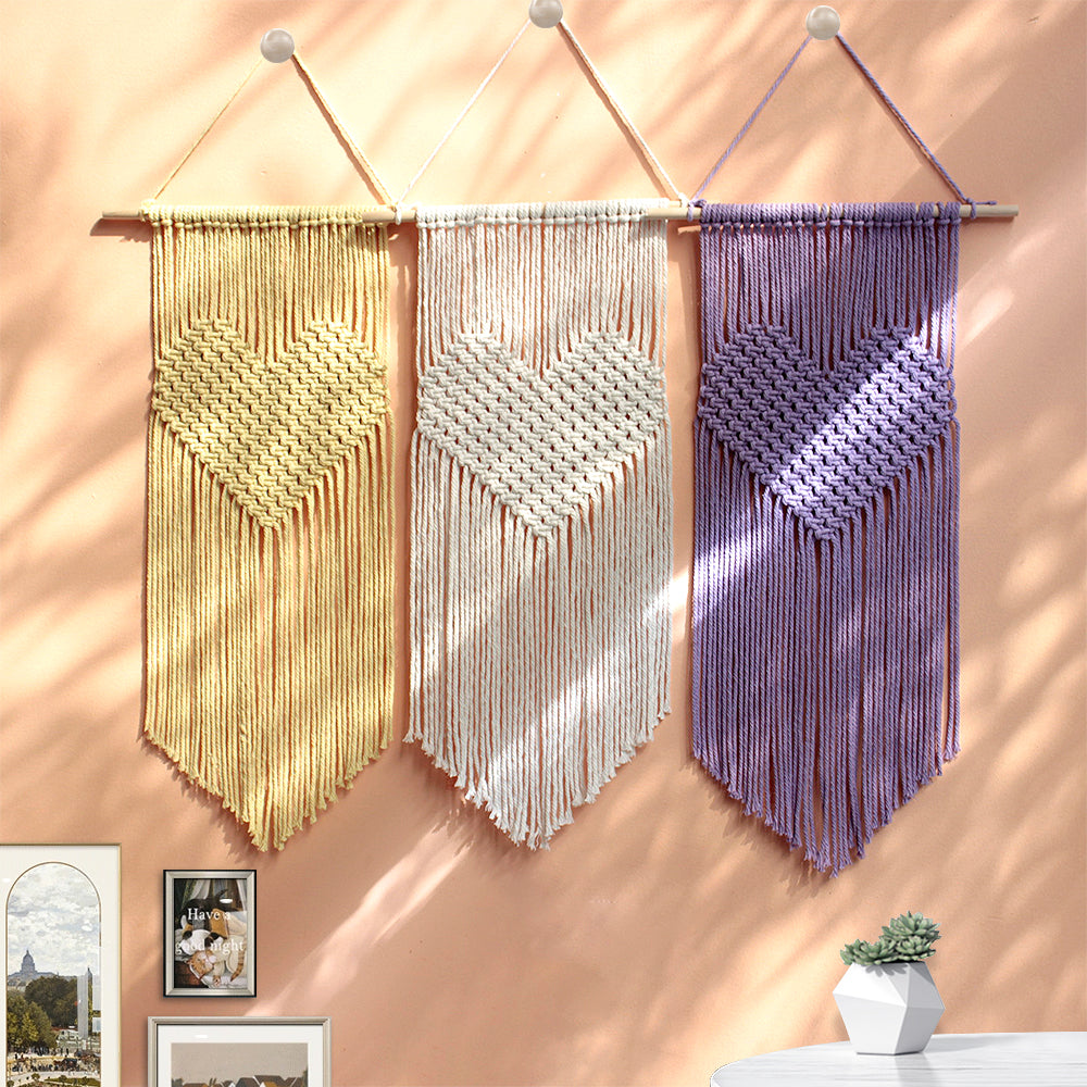 Macrame Kit Big Love Tapestry Weaving Kit | Flowing Fringes | Multi-Color Option | Valentine's Day DIY Gift | Beginner-Friendly/Living Room Decor