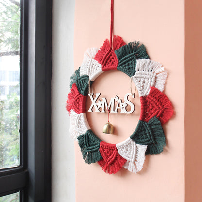 Christmas Wreath Weaving Kit Macrame Kit | Letter Wood Piece+Bell | Reusable | Holiday DIY Gift | Beginner-Suitable | Home Holiday Decor | Beginner-Friendly