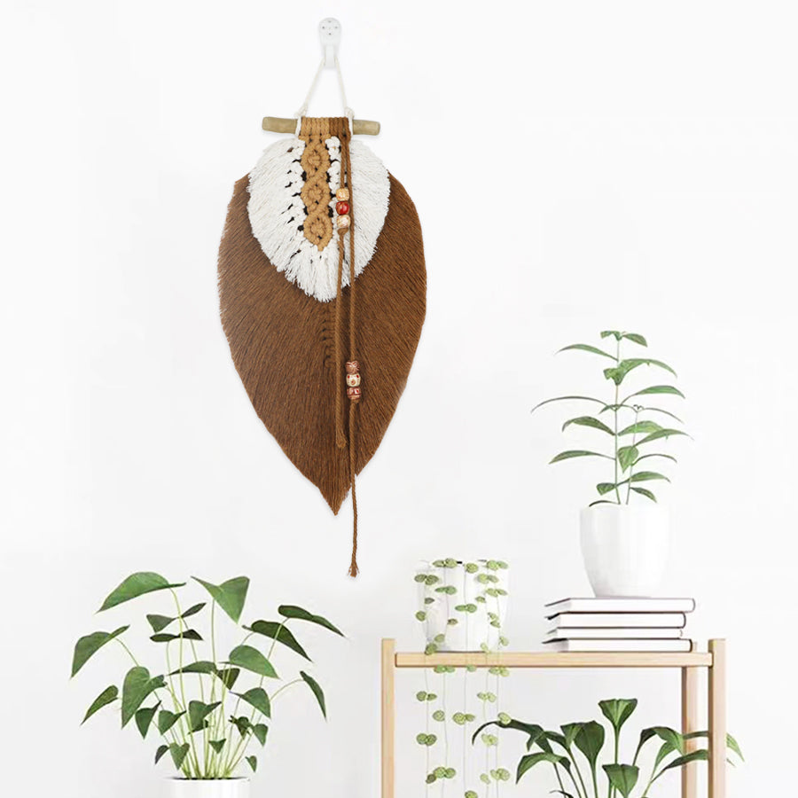 Macrame Kit Leaf Tapestry Weaving Kit | Avocado/Caramel Tones | Bohemian Style | Bedroom/Living Room Decor | Beginner-Friendly