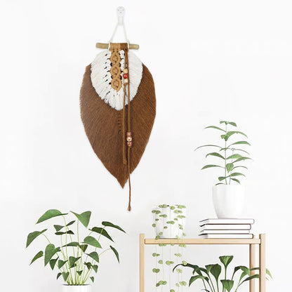 Macrame Kit Leaf Tapestry Weaving Kit | Avocado/Caramel Tones | Bohemian Style | Bedroom/Living Room Decor | Beginner-Friendly