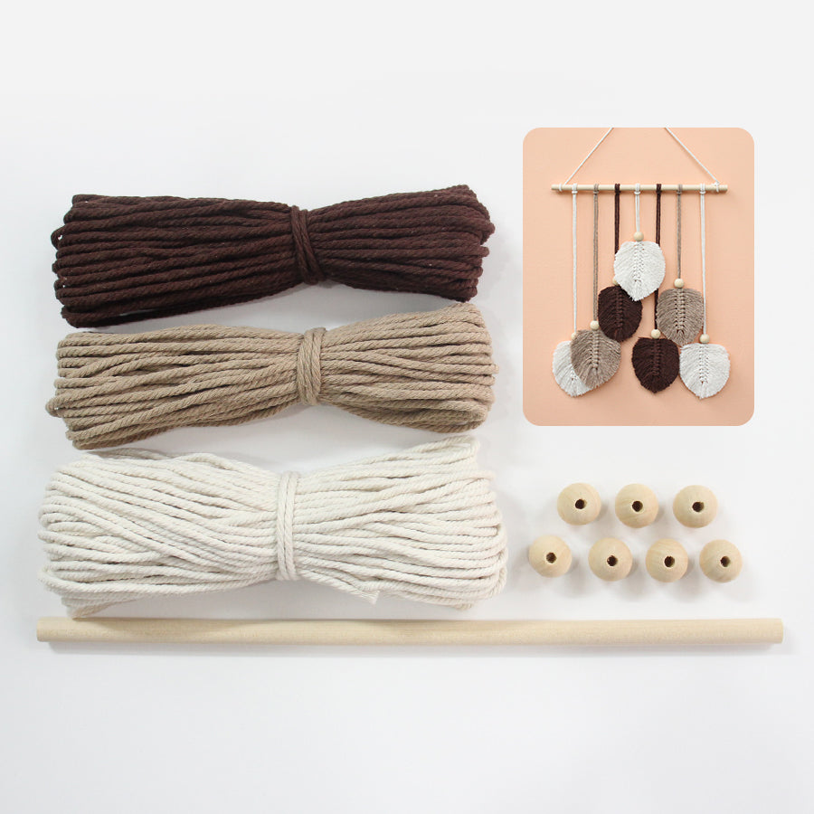 Macrame Kit Leaf Tapestry Weaving Kit | Bohemian Style | Adjustable Length | Bedroom/Living Room/Hallway Decor | Beginner-Friendly