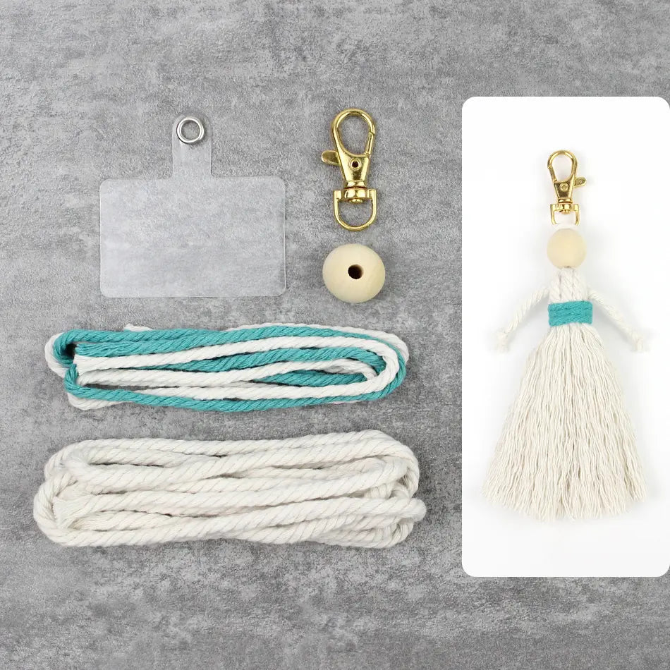 Macrame Kit for Beginners | DIY Girl Figure Macrame Keychain Craft Kit