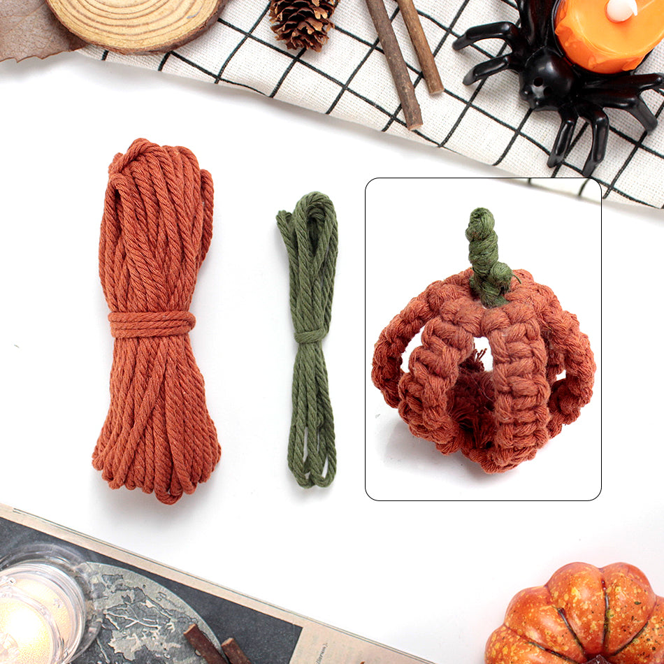 Halloween Pumpkin Macrame DIY Kit - Handmade Weaving Supplies with English Tutorial | Holiday Craft Set