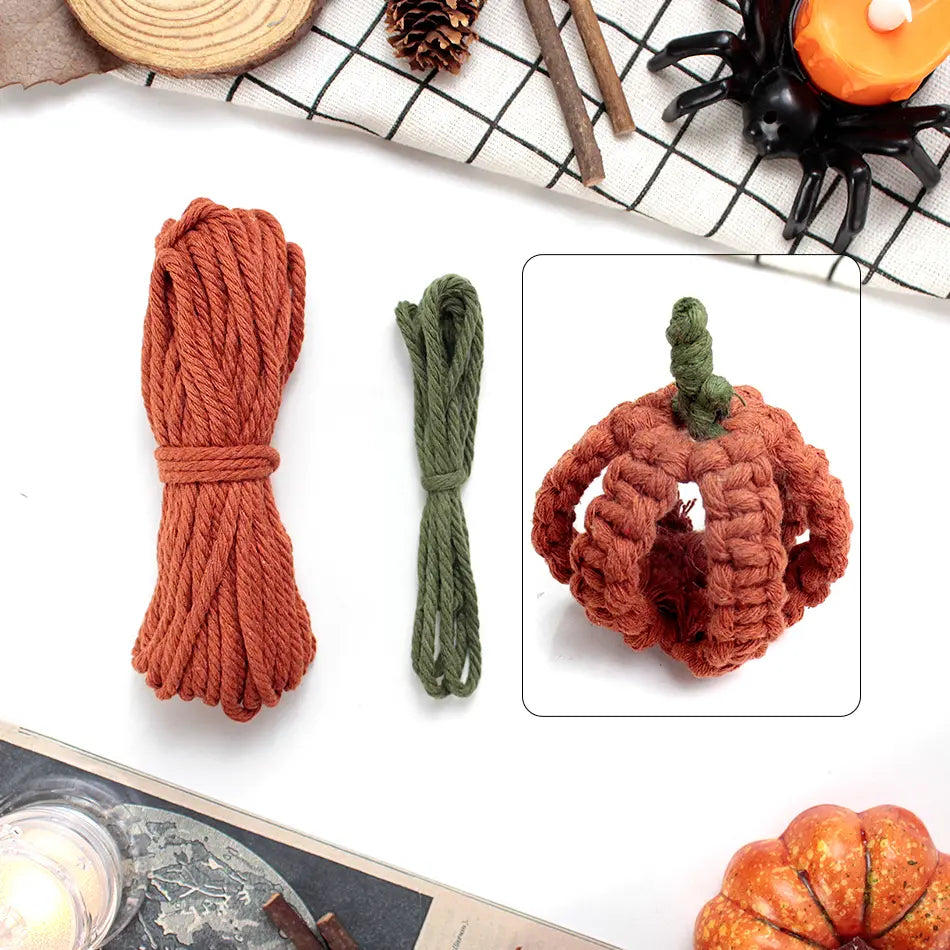 Macrame Kit for Beginners, Boho Halloween Pumpkin DIY Kit, Handmade Decor Gift
