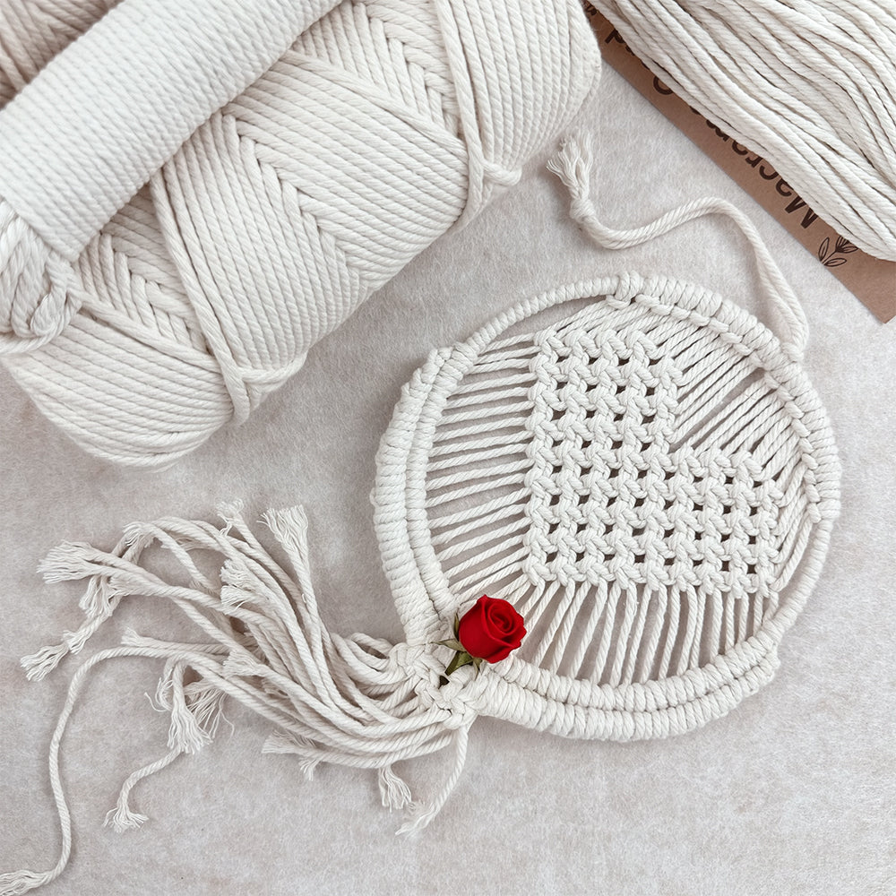 Macrame Kit for Beginners, Handwoven Heart Dry Flower Hanger, Aesthetic Wall Tapestry Ornament, DIY Weaving Supplies for Wedding Background, Home & Homestay Soft Decoration