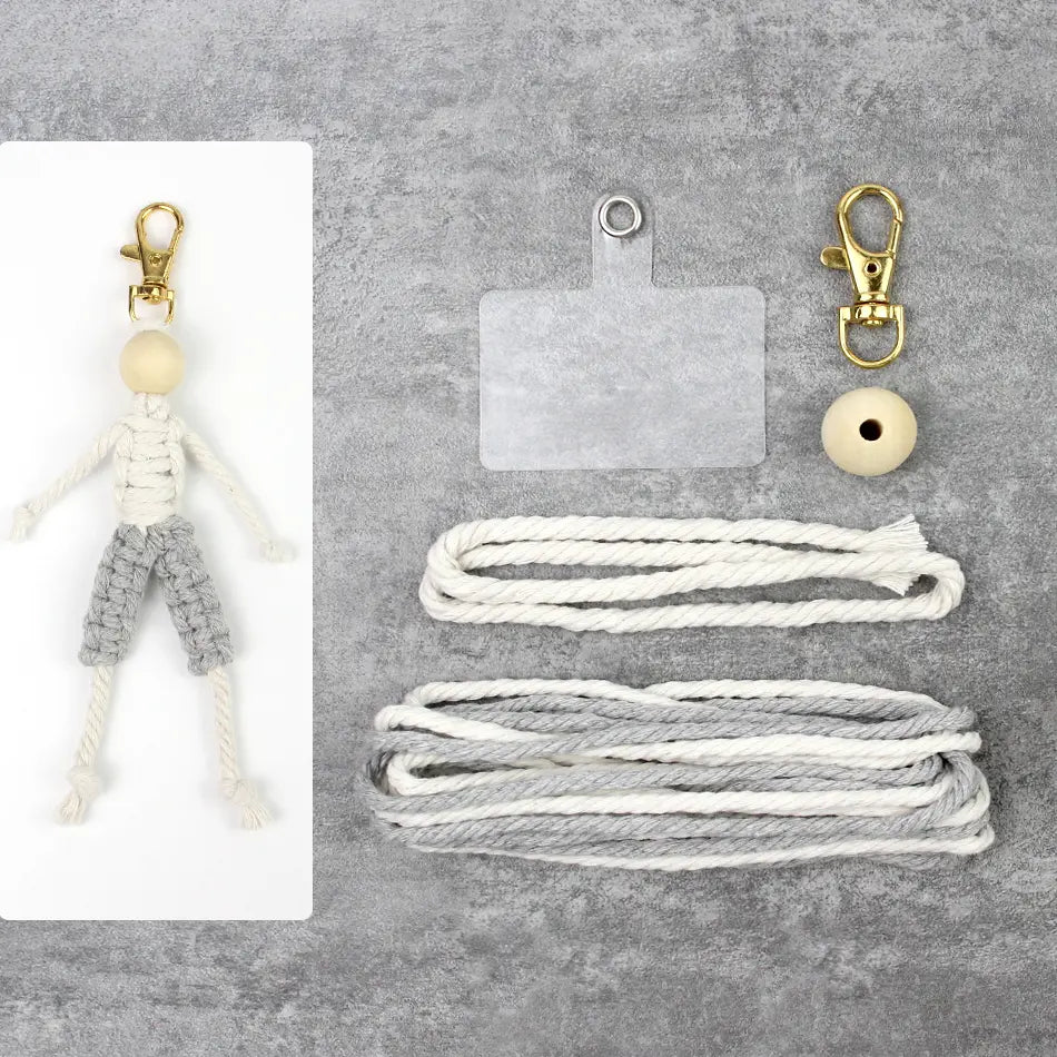 Macrame Kit for Beginners | DIY Boy Figure Macrame Keychain Craft Kit