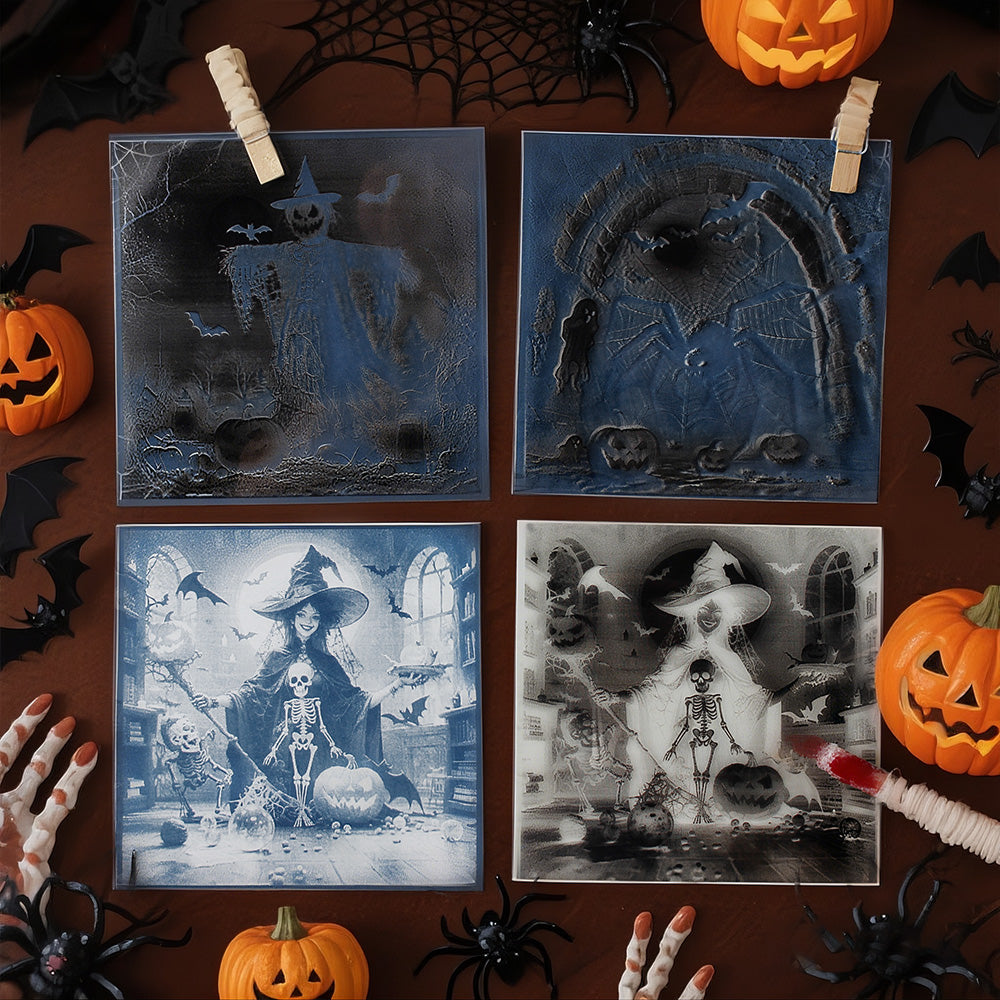 Halloween Cyanotype DIY Big Kit - 45 Sheets Sun Art Paper + 9 Halloween Films, Retro Printing/Mini Cyanotype Cards, For Beginners cyanotype set