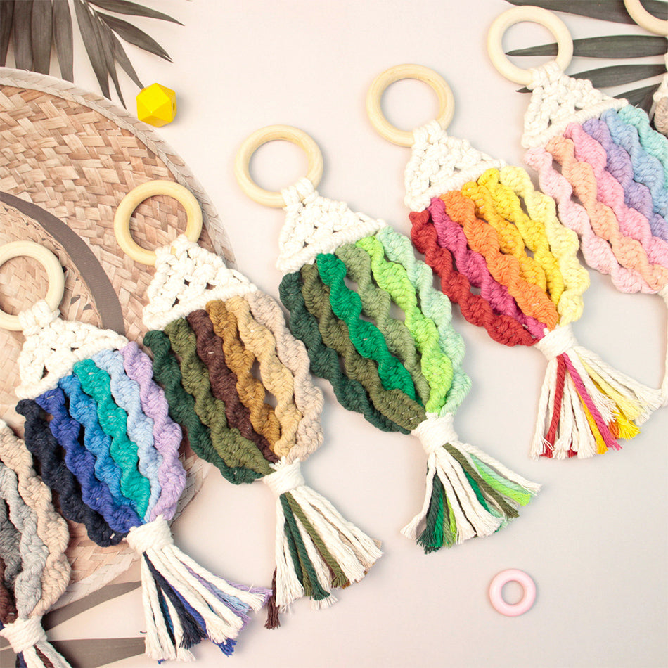 Macrame Kit Nautical Fish Charm Weaving Kit | 6-Color Gradient/Contrast | Bedroom/Living Room Decor | Beginner-Friendly