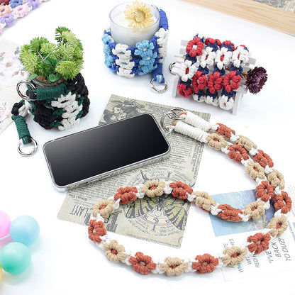 Macrame Kit Daisy Phone Lanyard Weaving Kit | Multi-Colors | Spaced-Color Daisy Pattern | Camera Lanyard/Anti-Lost Strap | Beginner-Friendly