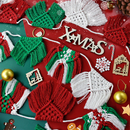 Festive Macrame Bunting Kit - Beginner DIY Christmas Banner, Macrame Garland, Home & Holiday Decoration Gift Beginner-Friendly