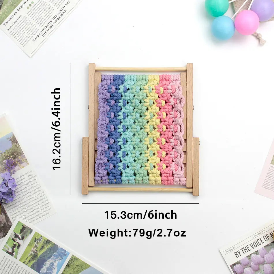 Macrame Kit for Beginners, Boho Beach Chair Phone Holder DIY Kit, Desk Decor Gift