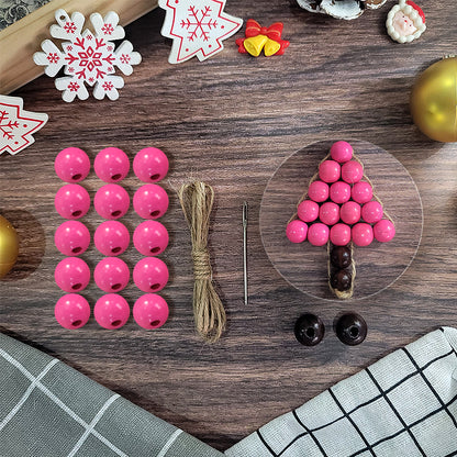 Christmas Wooden Bead Tree Weaving Kit Macrame Kit | Car/Home Use | 2-Color Beads (Exquisite Shape) | Holiday DIY Gift | Beginner-Suitable