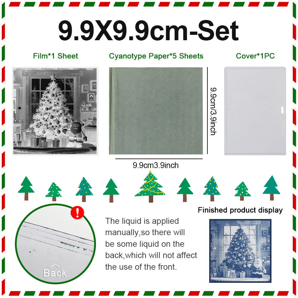 Christmas Cyanotype DIY Kit - 5 Sheets Sun Art Paper + 1 Christmas Film, Retro Printing/Mini Cyanotype Cards, For Beginners cyanotype set Retro Photography